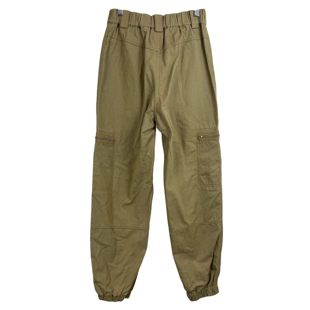TNA‎ ARITZIA Tan Cargo Jogger Pants Zip Pockets WOMEN Small TWILL UTILITY